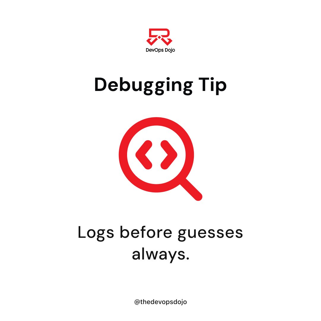 thedevopsdojo's tweet image. Before making assumptions, check your logs, they tell the real story.
#DevOpsDojo #DebuggingTips #DevOpsBestPractices #TechInsights