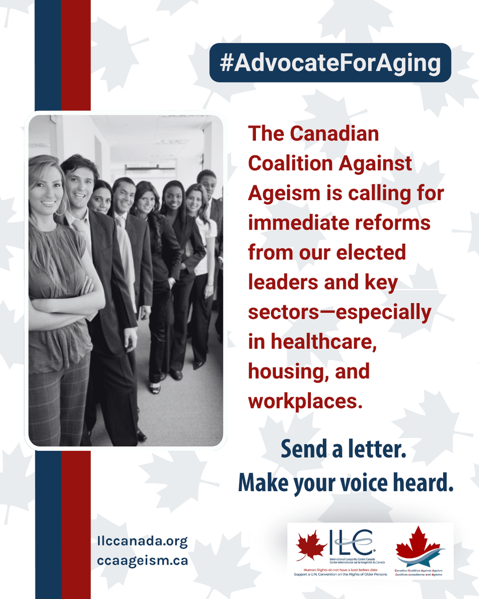 📢 1 in 4 Canadians will be +65 by 2030—yet older people are still overlooked in policy &amp; leadership.

It’s time to act. Join CCAA’s Call to Action to eliminate #Ageism &amp; ensure dignity for all older persons.

👉 Send a letter: cstu.io/11b869

#EndAgeism #FutureOfAging