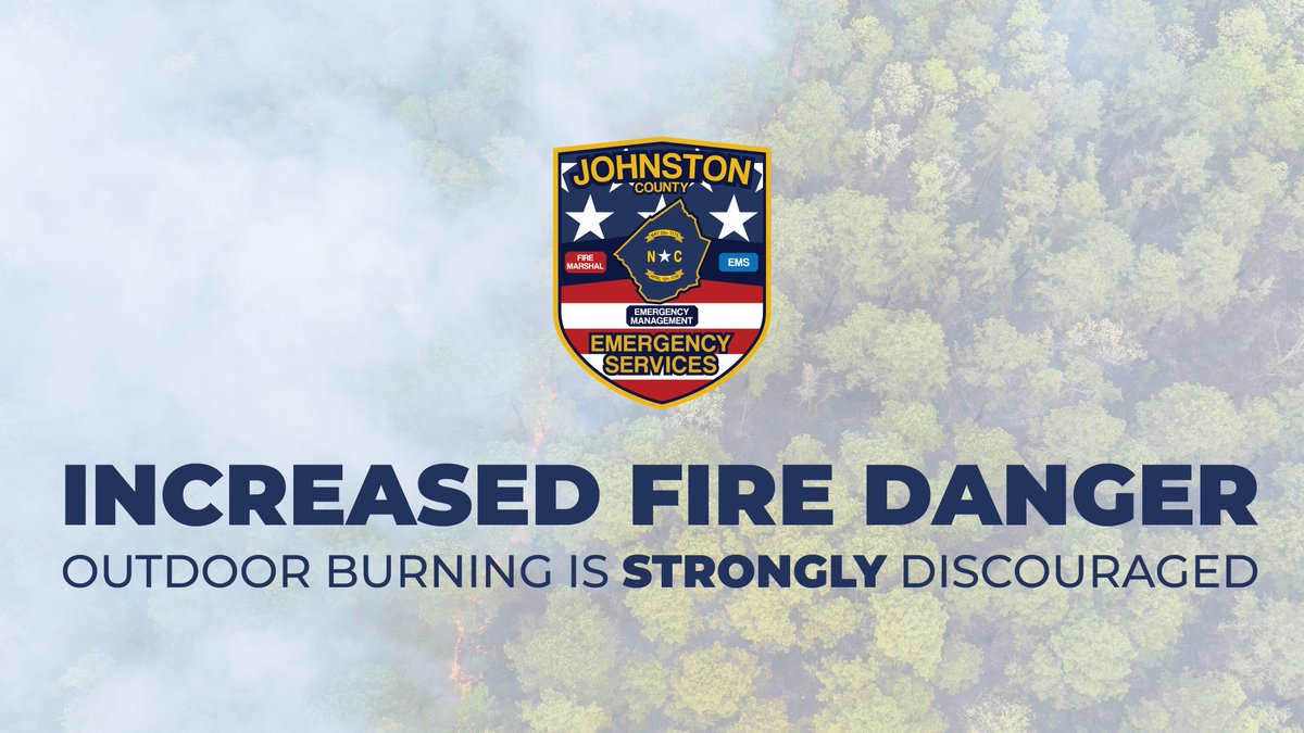 Our area continues to experience increased fire danger today due to dry conditions, wind and low relative humidity.

Outdoor burning is strongly discouraged. 🔥❌

<a href="/jocogovNC/">Johnston County Government</a>