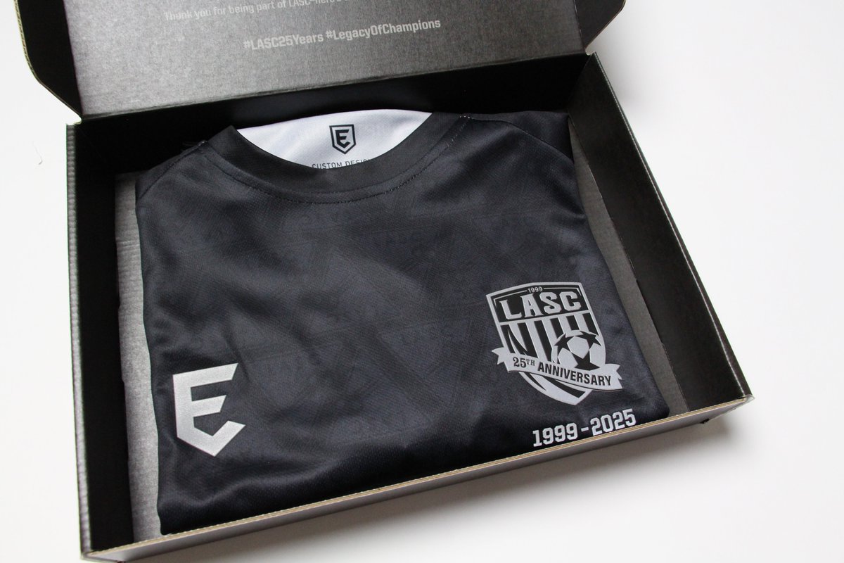 Lindenhurst Area Soccer Club wanted something special to commemorate their 25th anniversary, so they hit us up to create a limited-edition jersey.

With reflective silver badges, tonal throwback logos, and premium gift box packaging, it's fair to say that we went all out!