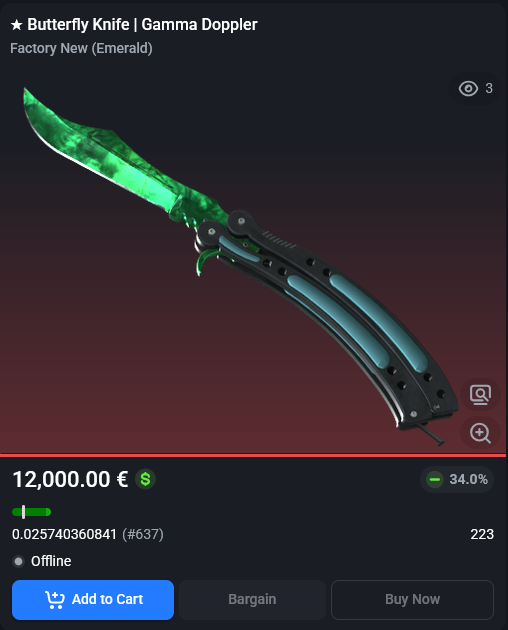 RepentForLust's tweet image. Price of a BK emerald vs the tastebud sticker. Please consult the graph. #csgo #cs2