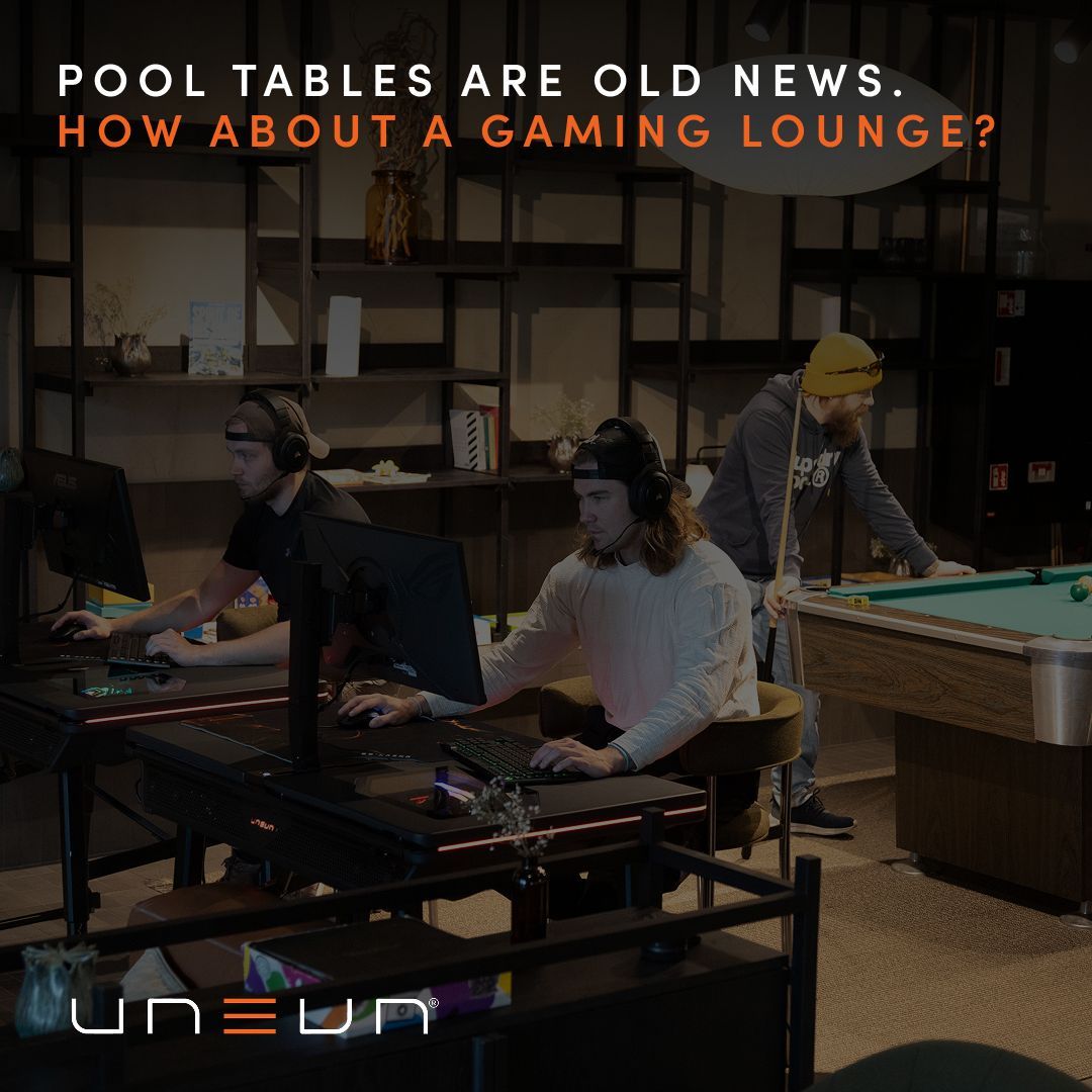 Pool tables are old news 🥱
How about a gaming lounge?

In the age of hybrid work, companies are finding new ways to build connections.
With UNEVN, your office becomes more than a workplace - it becomes a destination.

A high-end gaming space that brings people together 💪