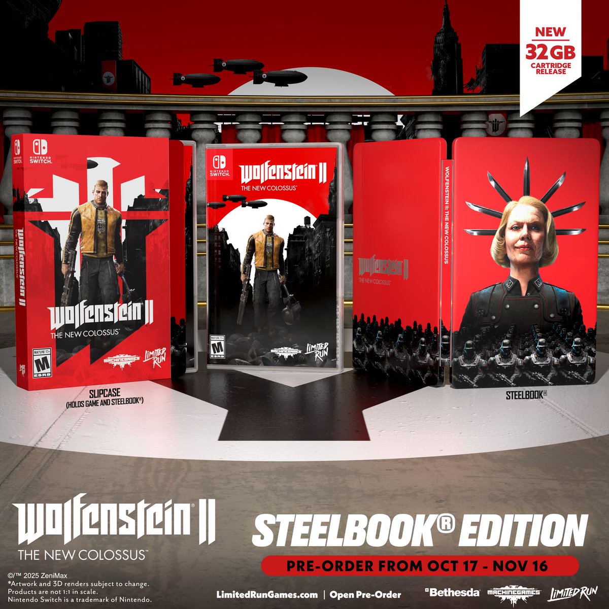 Limited Run Games (@limitedrungames) on Twitter photo Wolfenstein II: The New Colossus is back in physical form with this 32 GB Switch cartridge!
Pre-order your physical edition today! Wolfenstein II: The New Colossus is back in physical form with this 32 GB Switch cartridge!
Pre-order your physical edition today!