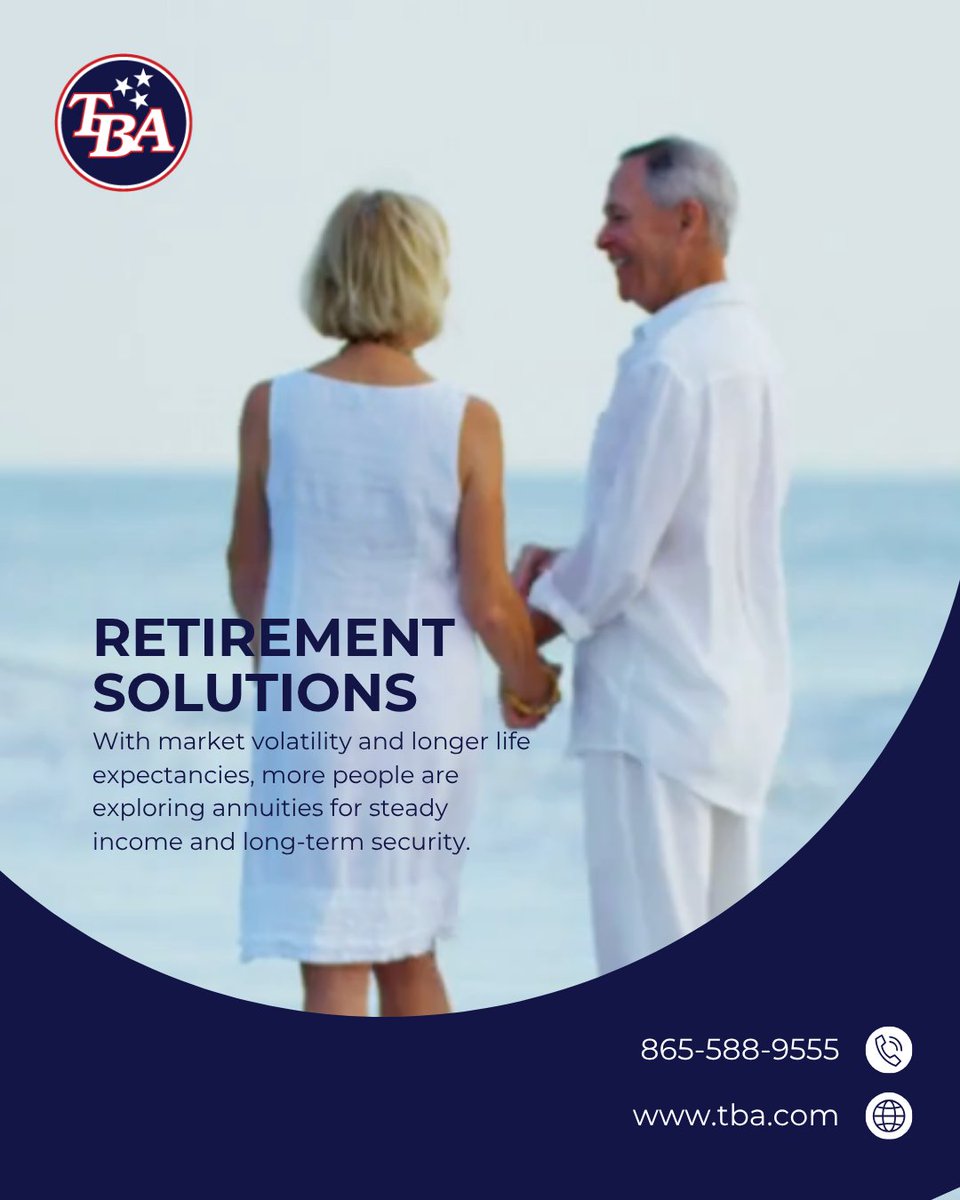 TennBrokerage's tweet image. Will your clients’ retirement income last as long as they do? 

With market swings and longer lifespans, more people are turning to annuities for stability and peace of mind.

#Annuities #RetirementPlanning #AdvisorSupport
