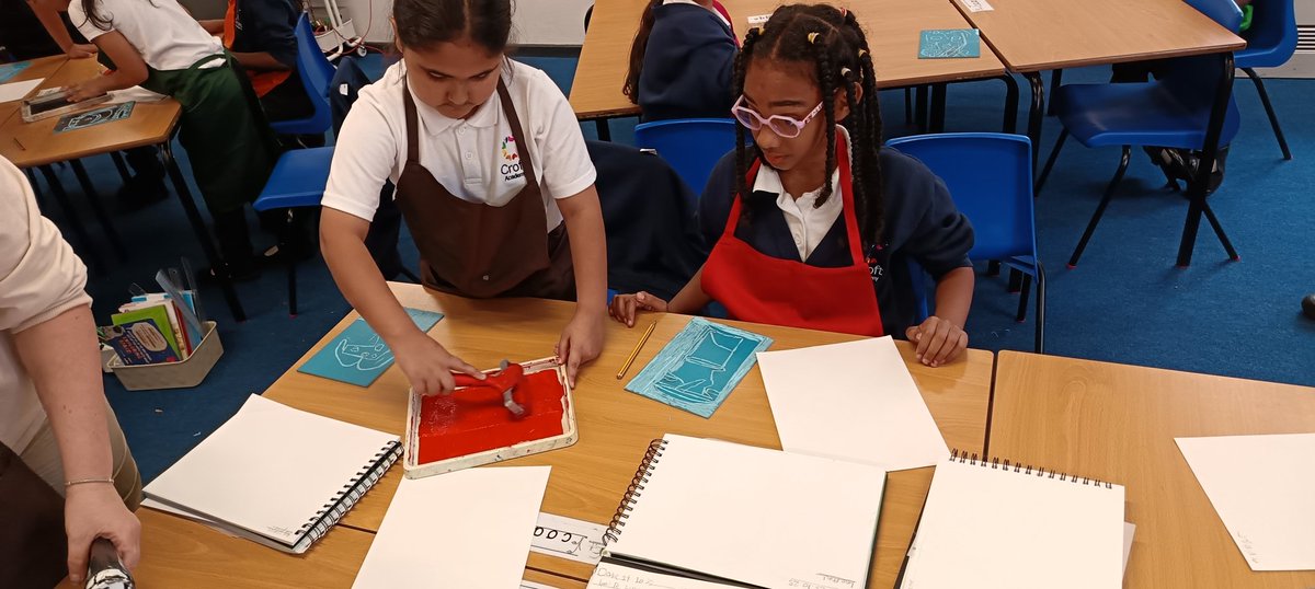 CroftAcademy's tweet image. Some fantastic lino printing produced by year 5 #linoprinting #year5art