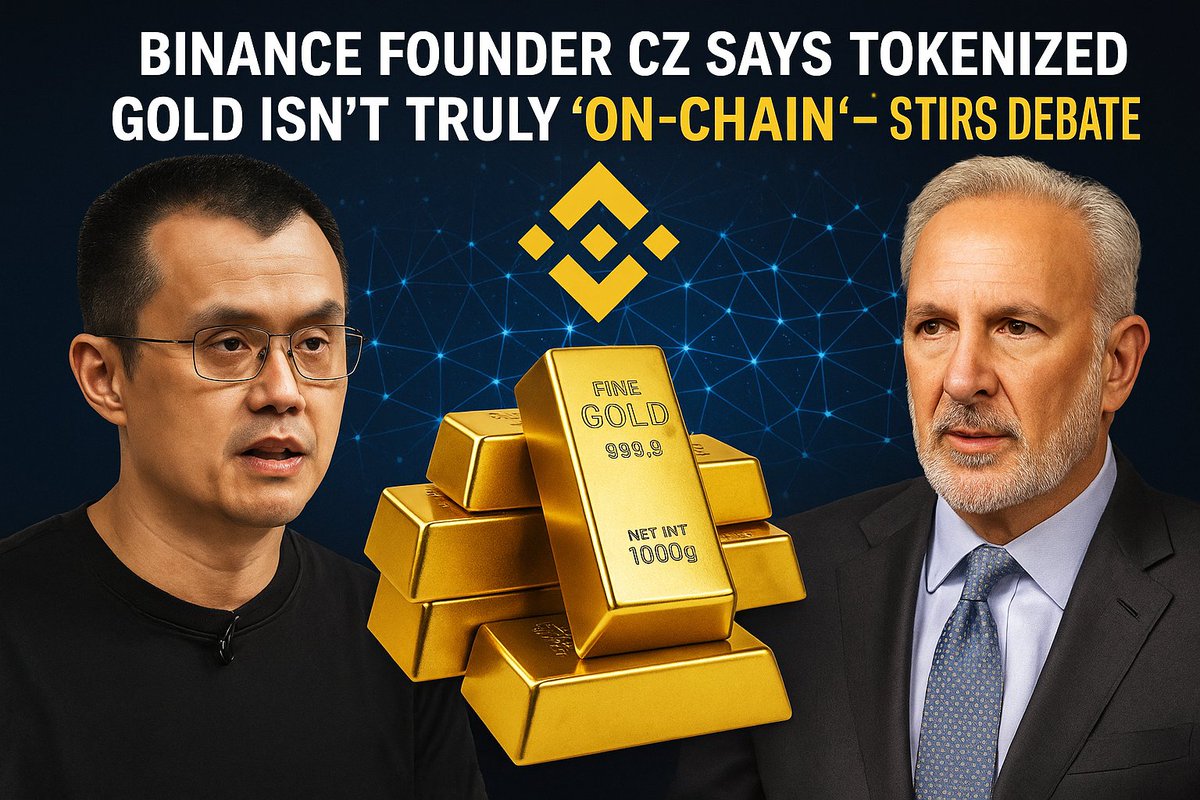 cryptomoda_ca's tweet photo. Binance founder CZ reignites debate with gold advocate Peter Schiff, arguing that tokenized gold isn’t truly “on-chain” and relies on centralized trust — not blockchain freedom.
https://t.co/gpAbVVqgu0 https://t.co/SDIKYzLLRw