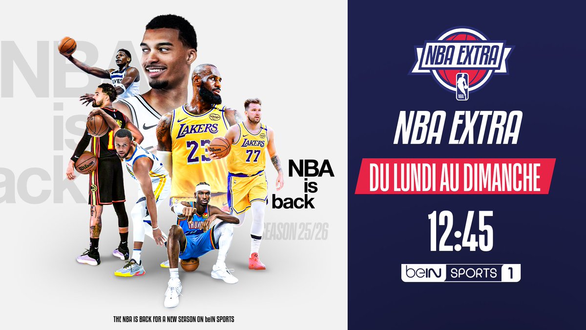 🚨🏀 La NBA est de RETOUR sur beIN SPORTS pour plusieurs années !
💫 Pour la 14ᵉ saison consécutive, vivez le meilleur du basket sur nos antennes !
👉 Jusqu’à 9 matchs par semaine, sans oublier les grands rendez-vous de la ligue : Christmas Day, All-Star Game, Finals… Le tout