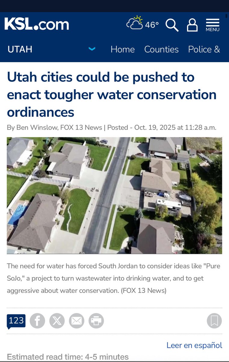 phil_lyman's tweet image. Is drinking sewer water really the answer?
South Jordan City is preparing to send treated sewer water to residents for drinking water.
Meanwhile, some Salt Lake County cities are hoarding clean water sources.
Which ones? How much water?
Is this bad water policy from the…