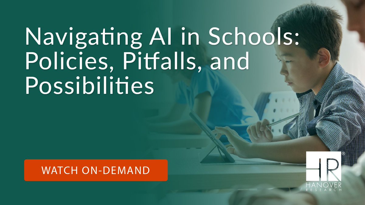 AI is reshaping classrooms. Watch Hanover’s #webinar to hear K-12 experts share strategies for responsible integration and innovation in education. hubs.ly/Q03PLv7k0