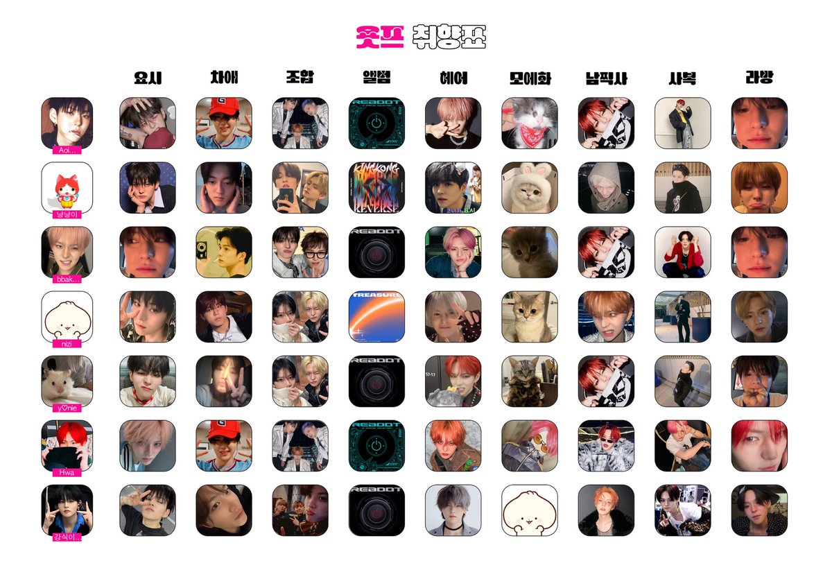 취향표 제출합니다
욧뿌들의 취향을 모아모아...🌀