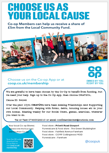 CHATConfident1's tweet photo. Today I received an email from the Co Op Community Fund accepting us for this years share of £5m funds.... but .... WE NEED YOUR HELP! We need you to sign up to the Co op App (we have 2 different Co Ops' in our area). The one with the Blue Logo is the one we want you to sign upto https://t.co/iwtsbphzVE