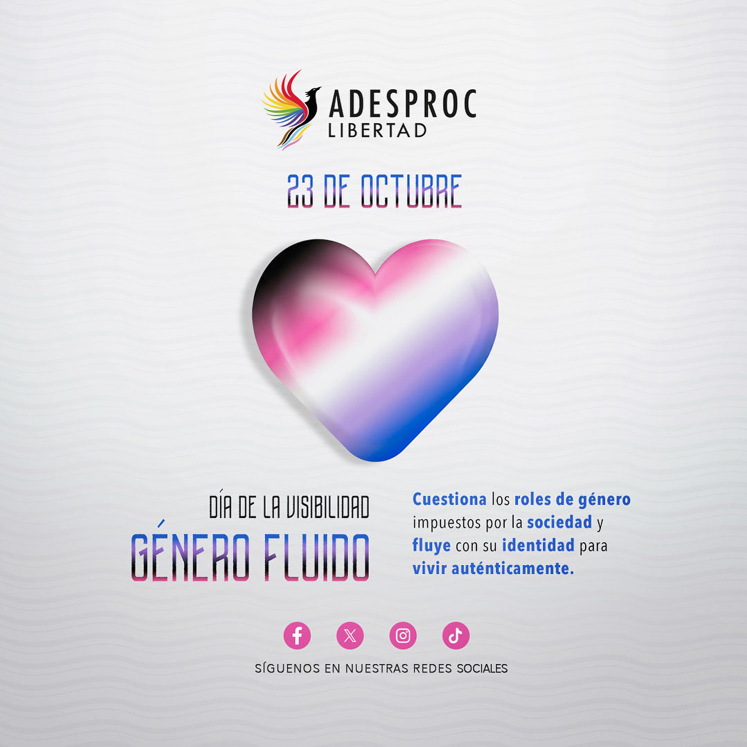 ADESPROC's tweet image. #23deOctubre | Aceptar cada faceta de tu identidad como persona de género fluido es un acto de valentía. Fluir con quien eres te conecta con la autenticidad, la libertad emocional y la confianza en ti misme/a/o.

#generofluido #Visibilidad #valentia #autenticidad #orgullo