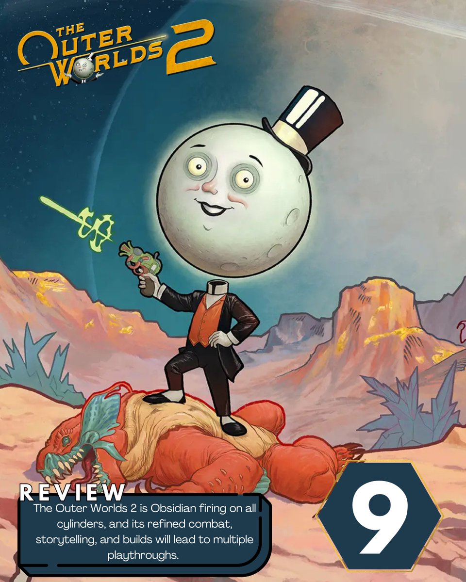 The Outer Worlds 2 is Obsidian firing on all cylinders, and its refined combat, storytelling, and builds will lead to multiple playthroughs.  

Review: consolecreatures.com/the-outer-worl…

<a href="/Obsidian/">Obsidian</a> <a href="/OuterWorlds/">The Outer Worlds</a>