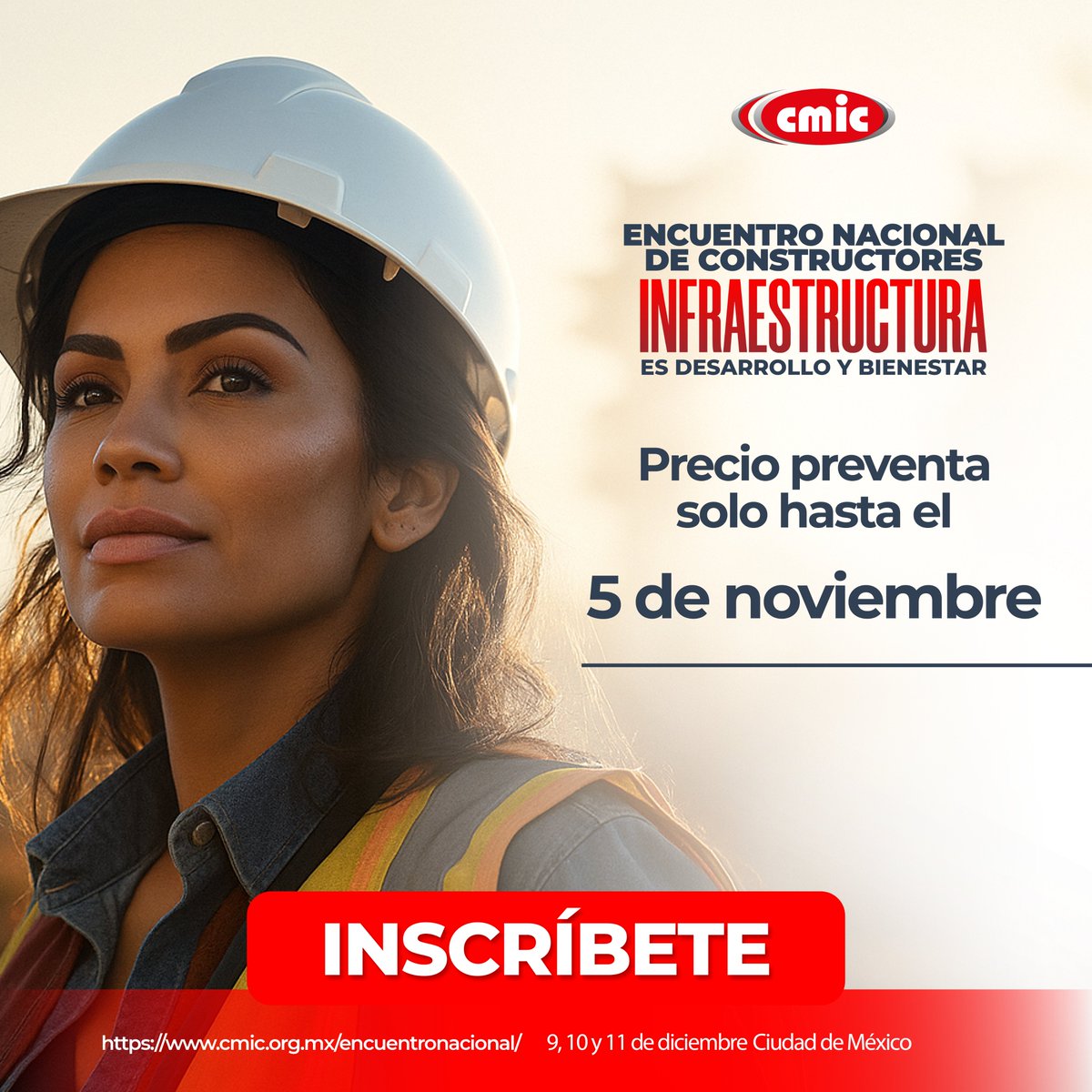 🚨Sabemos que muchos afiliados están planeando su participación, por eso extendimos el precio de preventa hasta el 5 de noviembre, que nadie se quede fuera del #EncuentroNacional de Constructores #CMIC

👉Reserva hoy
cmic.org.mx/encuentronacio…

#InfraestructuraEsDesarrolloyBienestar