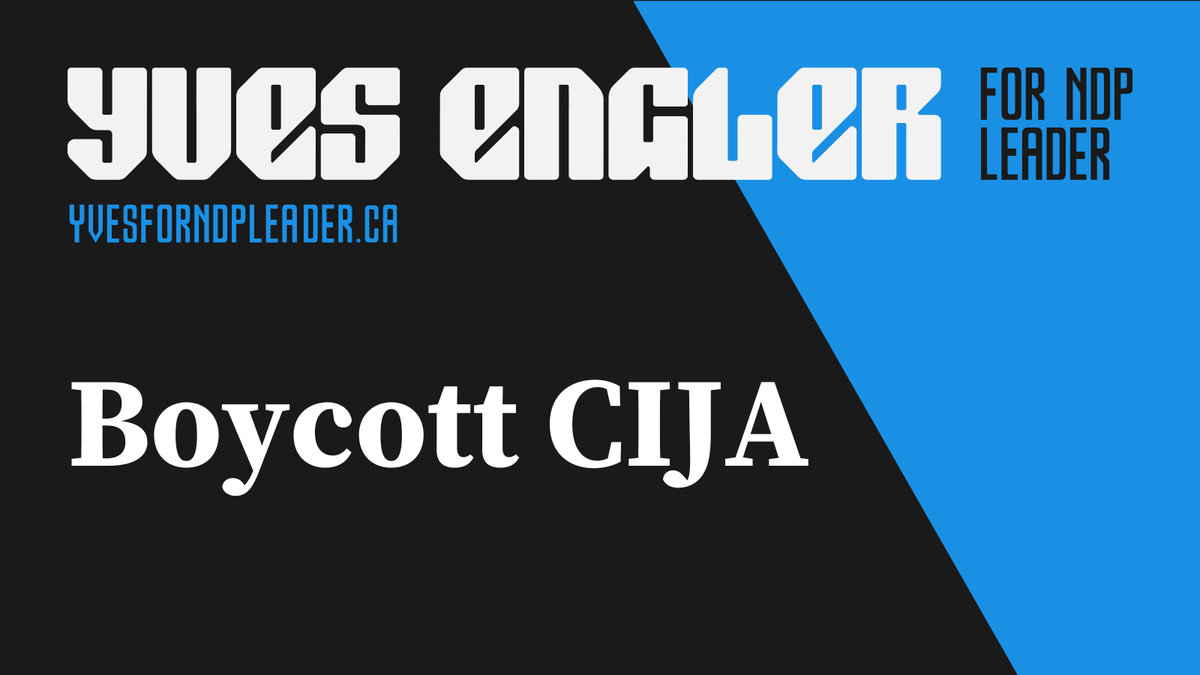 EnglerYves's tweet image. NDP must boycott CIJA
NDP leadership candidate Yves Engler is calling on all candidates to endorse the conclusion of a new report co-authored by fellow candidate Avi Lewis: The Centre for Israel and Jewish Affairs is a racist, genocidal, organization the NDP must boycott.

Today…