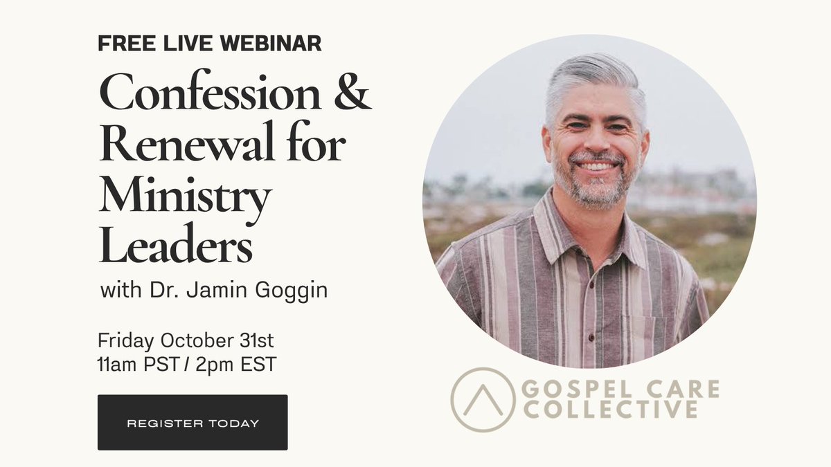 Jason Kovacs (@jasonkovacs) on Twitter photo Join us for a free webinar with <a href="/JaminGoggin/">Jamin Goggin</a> on Confession & Renewal for Ministry Leaders.
Discover how honesty, vulnerability, and grace lead to faithful ministry.
gospelcare.mykajabi.com/pl/2148714510 Join us for a free webinar with <a href="/JaminGoggin/">Jamin Goggin</a> on Confession & Renewal for Ministry Leaders.
Discover how honesty, vulnerability, and grace lead to faithful ministry.
gospelcare.mykajabi.com/pl/2148714510