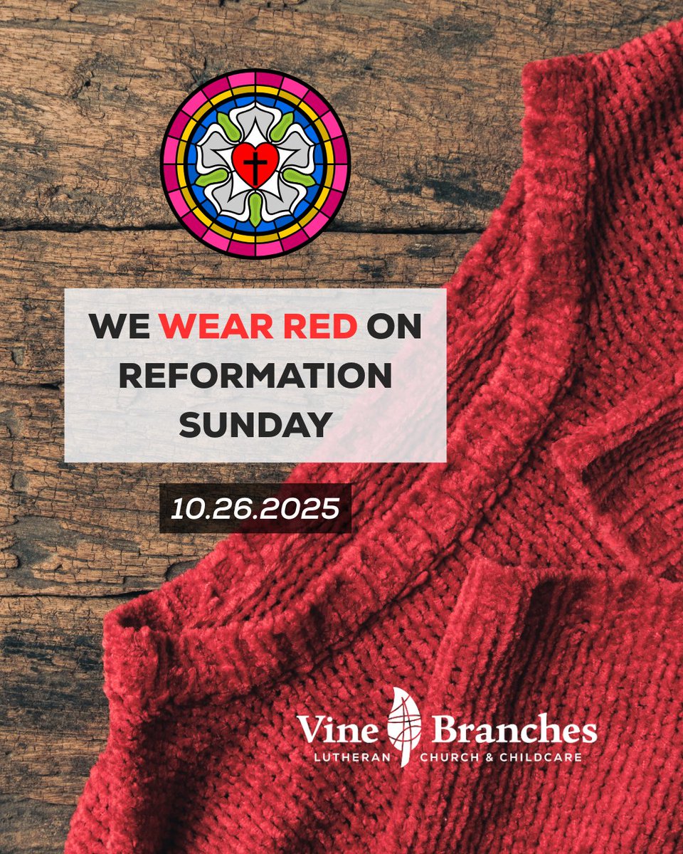 Vine_BranchesLC's tweet image. Commemorate the bold faith of the Reformation by wearing red this Sunday!
Join us as Pastor Chris leads us through Part 4 of our Loved and Sent Series!
😇Worship 8:30(traditional) &amp;amp; 10:30
📖 Sunday Spark &amp;amp; Adult Bible Study at 9:30am
🌼Childcare provided starting at 9:30am
#vablc