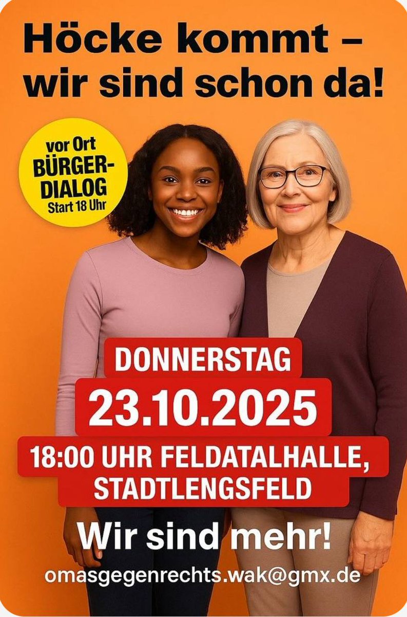 Ich berichte >HEUTE LIVE AB 18.15 UHR< vom AfD Bürgerdialog mit <a href="/BjoernHoecke/">Björn Höcke</a> &amp; der Antifa Gegendemo in Stadtlengsfeld 🧢

Hier geht´s zum Stream:
youtube.com/live/HXDVWV064…