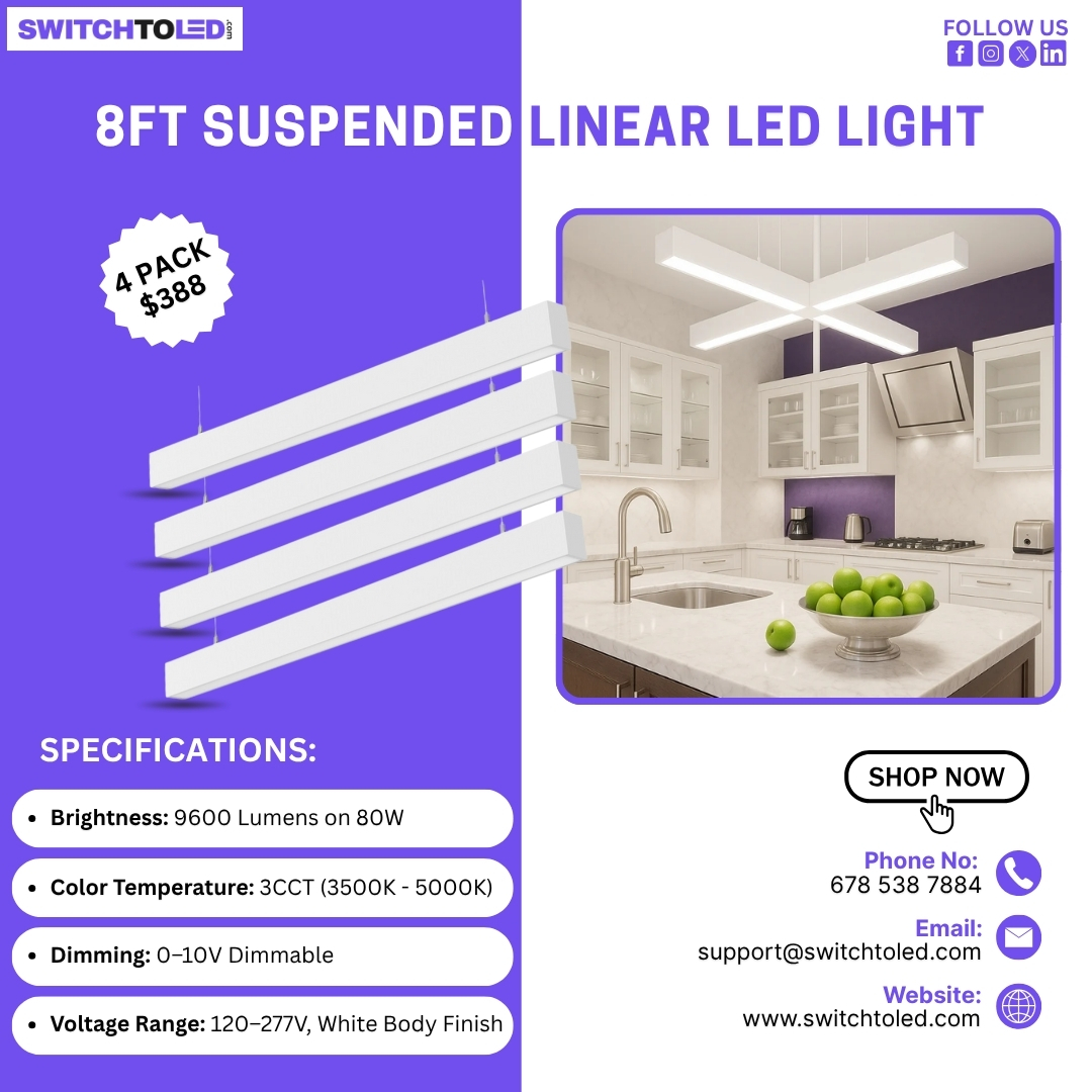 switchto_led's tweet image. Upgrade your lighting with elegance &amp;amp; power 💡
✨ 8FT Suspended Linear LED Light
🔹 9600 Lumens | 3CCT | Dimmable | White Finish
💰 4 Pack for $388
👉 switchtoled.com
#LEDLighting #LightingDesign #EnergyEfficiency #SwitchToLED
