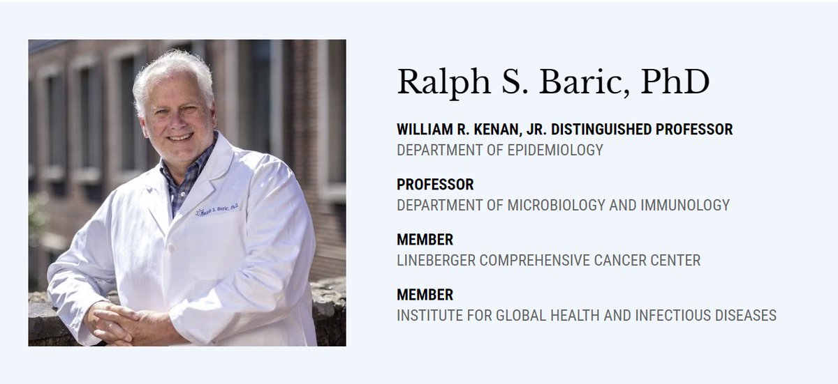 AlexBerenson's tweet image. In case you've forgotten: over 2,000 days since Sars-COV-2 leaked from a Chinese lab and caused a pandemic, Ralph Baric - the American virologist who worked more closely with that lab than anyone else - has NEVER had to testify publicly under oath.

I'd like to have his friends.