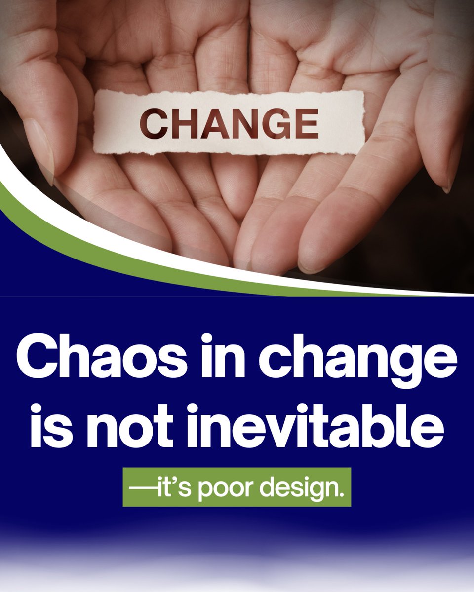 oirkha's tweet photo. Chaos in change isn’t inevitable — it’s poor design!

Great leaders don’t fear transformation; they engineer it.
When strategy meets structure, change becomes clarity.
.
.
How are you designing change in your organization — by reaction or by intention?
.
.
#ChangeLeadership https://t.co/i5DqeqnBoi
