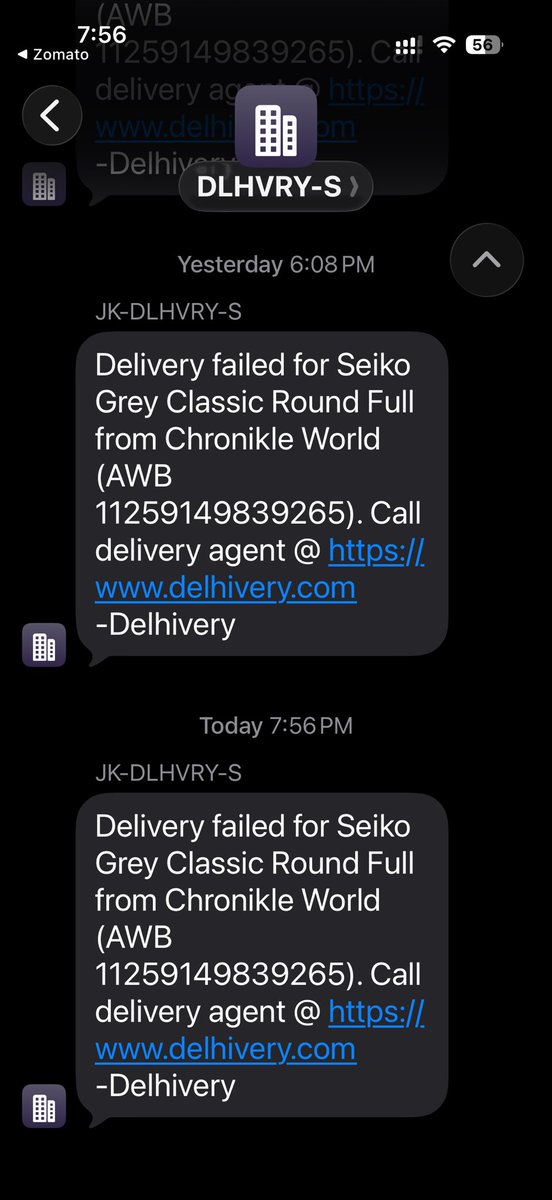 Yet again another no attempt failure by <a href="/delhivery/">Delhivery</a> 

Just cancel my order <a href="/TATACLiQLuxury/">TATA CLiQ Luxury</a> 

I refuse to tolerate this nonsense! 

<a href="/tata_neu/">Tata Neu</a>