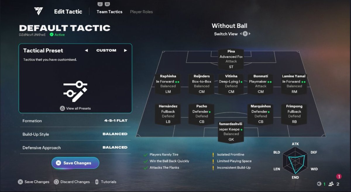 FUT_Ranks's tweet image. BEST POST PATCH FORMATION & TACTICS OUT THERE 🔥🔥🔥
⚡ Unreal attacking power
🎯 Best player runs in the game
💥 Creates endless chances
🧱 Rock-solid defense with the right roles
😮💨 Being used by top pros
Get this formation in right now ✅
Code: DZdNcvFJN@wE
#EAFC #FC26