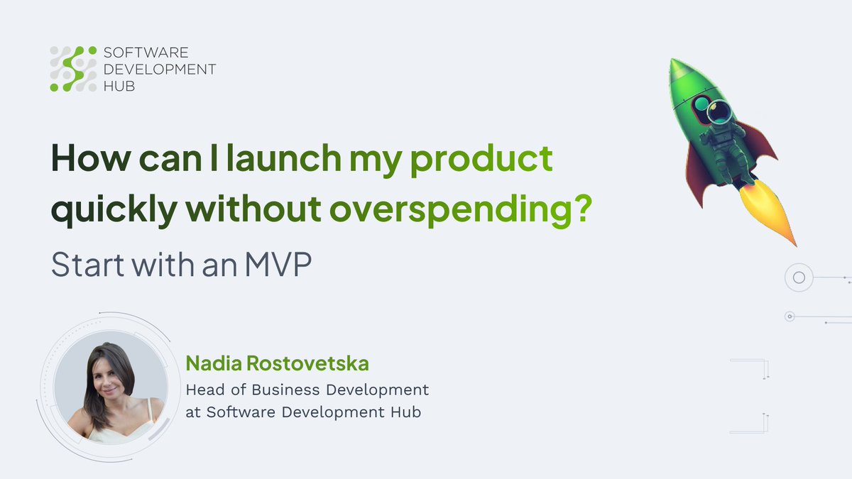 sdhitglobal's tweet image. 💭 How to launch fast without burning the budget?
Our Head of Business Development Nadia Rostovetska says – start with an #MVP.

Validate early, cut costs, impress investors, reach the market faster.

💚 More info and Free MVP Guide: sdh.global/mvp-software-d…