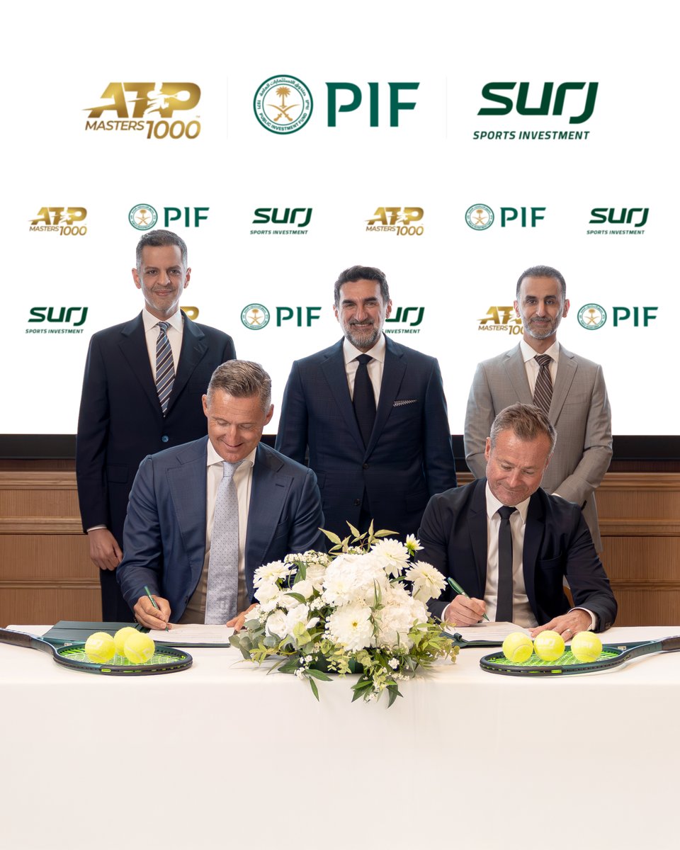 PIF_en's tweet photo. PIF is committed to shaping the future of global sport. Its portfolio company @surj_sports Investment and ATP today announced the launch of an all-new ATP Masters 1000 tournament to be hosted in Saudi Arabia, marking a new era for tennis. https://t.co/VxunpJBucF
