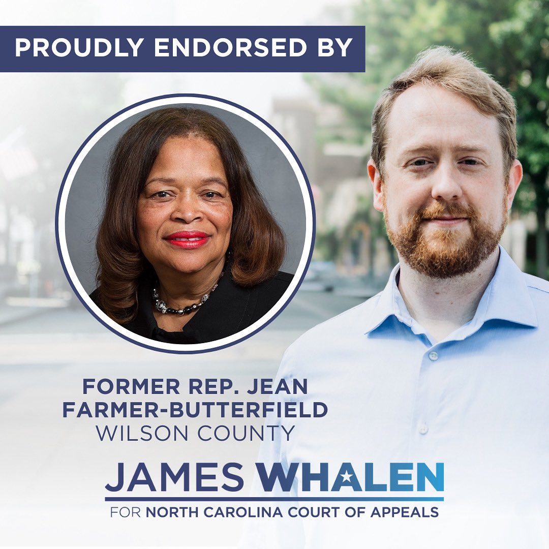 I'm so proud to have the support of Former Rep. Jean Farmer-Butterfield and I hope to have yours too at actblue.com/donate/whalenf…

#ncpol #ncpolitics #election2026 #bluewave #ncdemocrats #voteblue #northcarolina #charlotte #durham #raleigh #wilmington #greensboro #wsnc #vote
