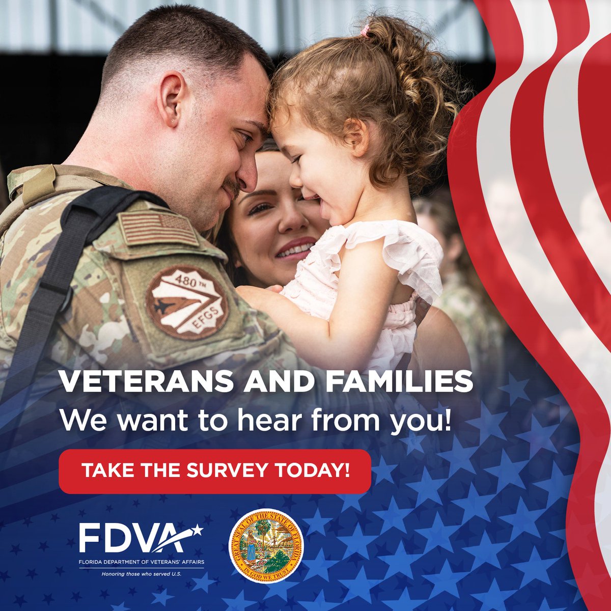 Veterans and families, the Florida Department of Veterans Affairs wants to hear from you! Do you know what benefits and services are available to you? We want to ensure every Veteran gets the support they deserve.

Take the FDVA Veterans Awareness Survey: wkf.ms/4mqMlzv