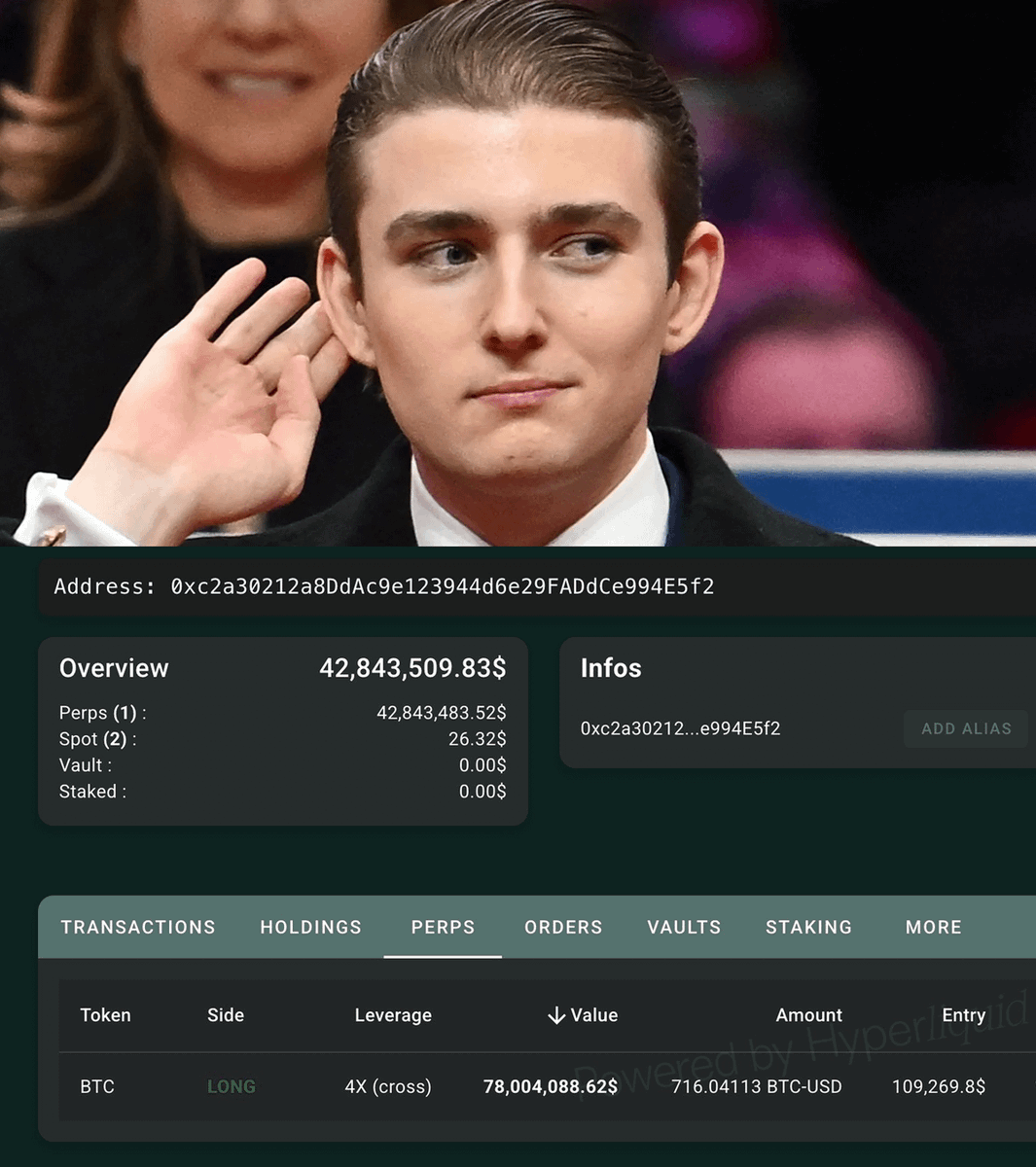 🚨 BREAKING:

"TRUMP'S INSIDER" WHALE IS BACK WITH $78M $BTC LONG

HIS WINRATE IS 100% RIGHT NOW

PUMP IS COMING ?? 👀