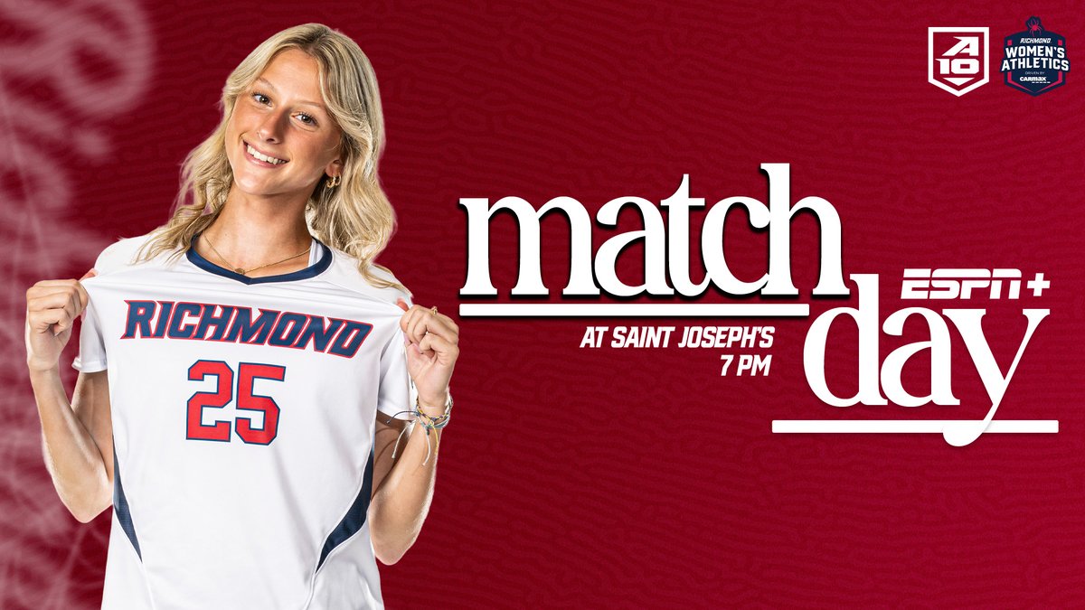 𝐑𝐎𝐀𝐃 𝐅𝐈𝐍𝐀𝐋𝐄 𝐎𝐍 𝐃𝐄𝐂𝐊 🕷️⚽️

<a href="/SpiderAthletics/">Richmond Athletics</a> // #OneRichmond
📍 – Philadelphia, Pa. / Sean Sweeney Field
🆚 – <a href="/SJUHawks_WSoc/">SJU Hawks Women's Soccer</a> 
🕐 – 7 p.m.
🎥 – spides.us/4qmvcKj
📈 – spides.us/4nhmOZO