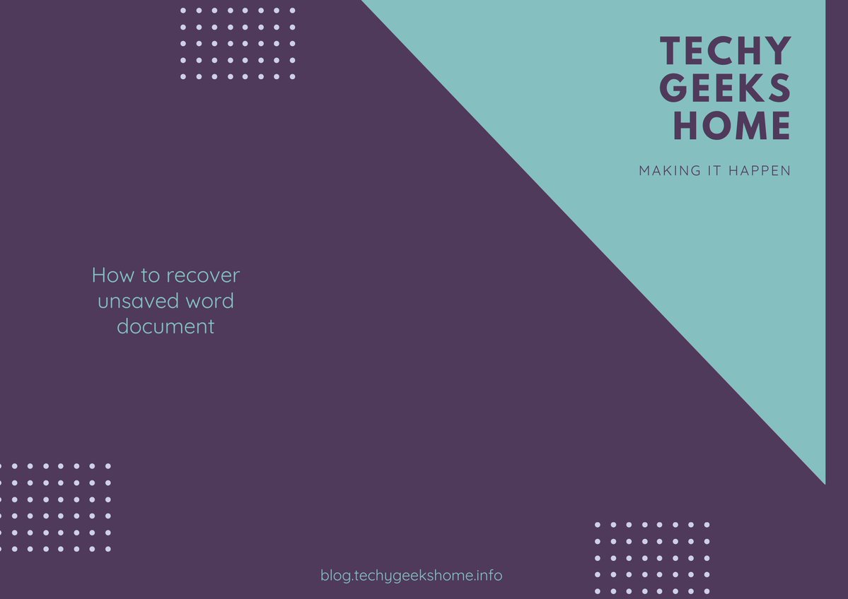 TechyGeeks1's tweet image. How to recover unsaved word document
If you have accidentally closed a Word document without saving it, or if Word has unexpectedly crashed or shut down, there are several ways you can try to recover an unsaved Word document: Look for auto-recovery fil...
techygeekshome.info/how-to-recover…