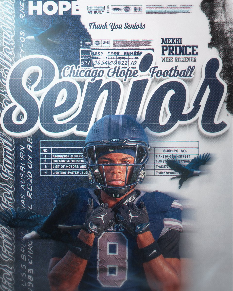 Senior night this Fri vs Chicago Christian 
#8 Mekhi “Whiz” Prince…Wide Receiver 
🏈 #FlyEaglesFly 🦅 <a href="/chihopeacademy/">Chicago Hope Academy</a>