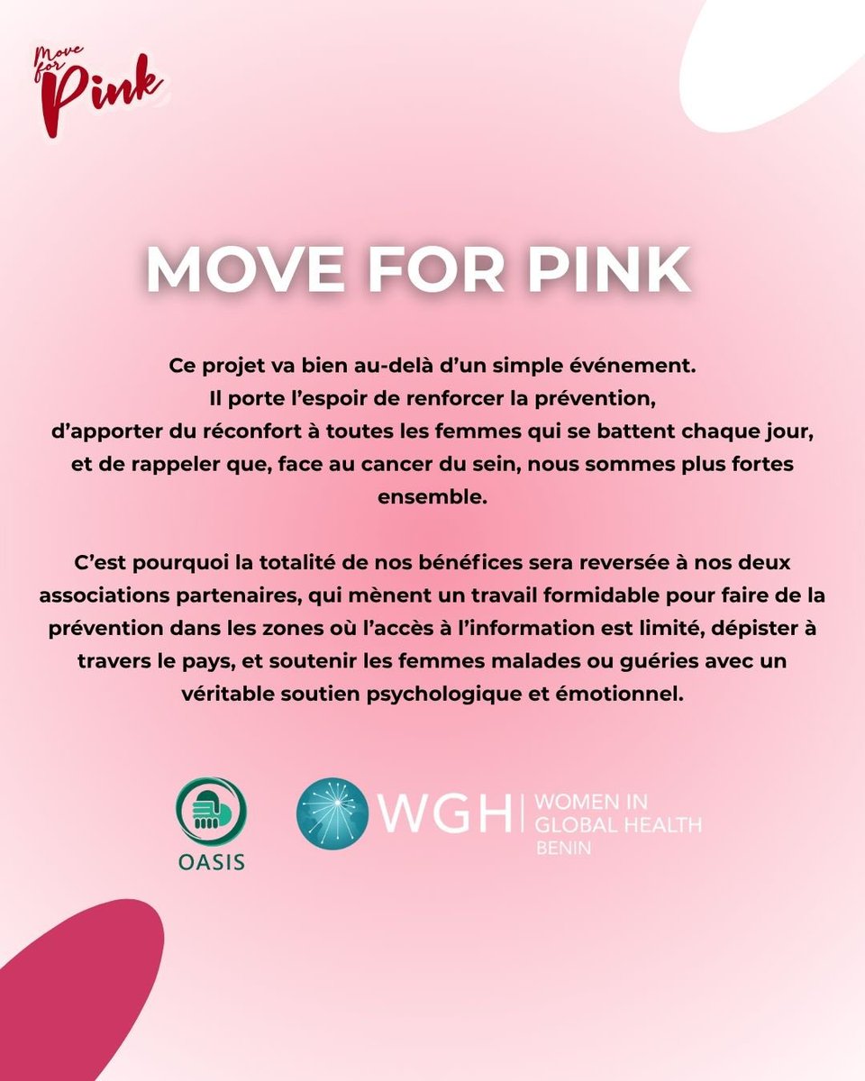 Une journée où on va bouger et se mobiliser ensemble contre le cancer du sein, chaque geste compte et on a voulu porter nos voix pour mobiliser des fonds pour des associations incroyables 💕
Le cancer du sein nous concerne tous et il est important de soutenir  la cause 🩷