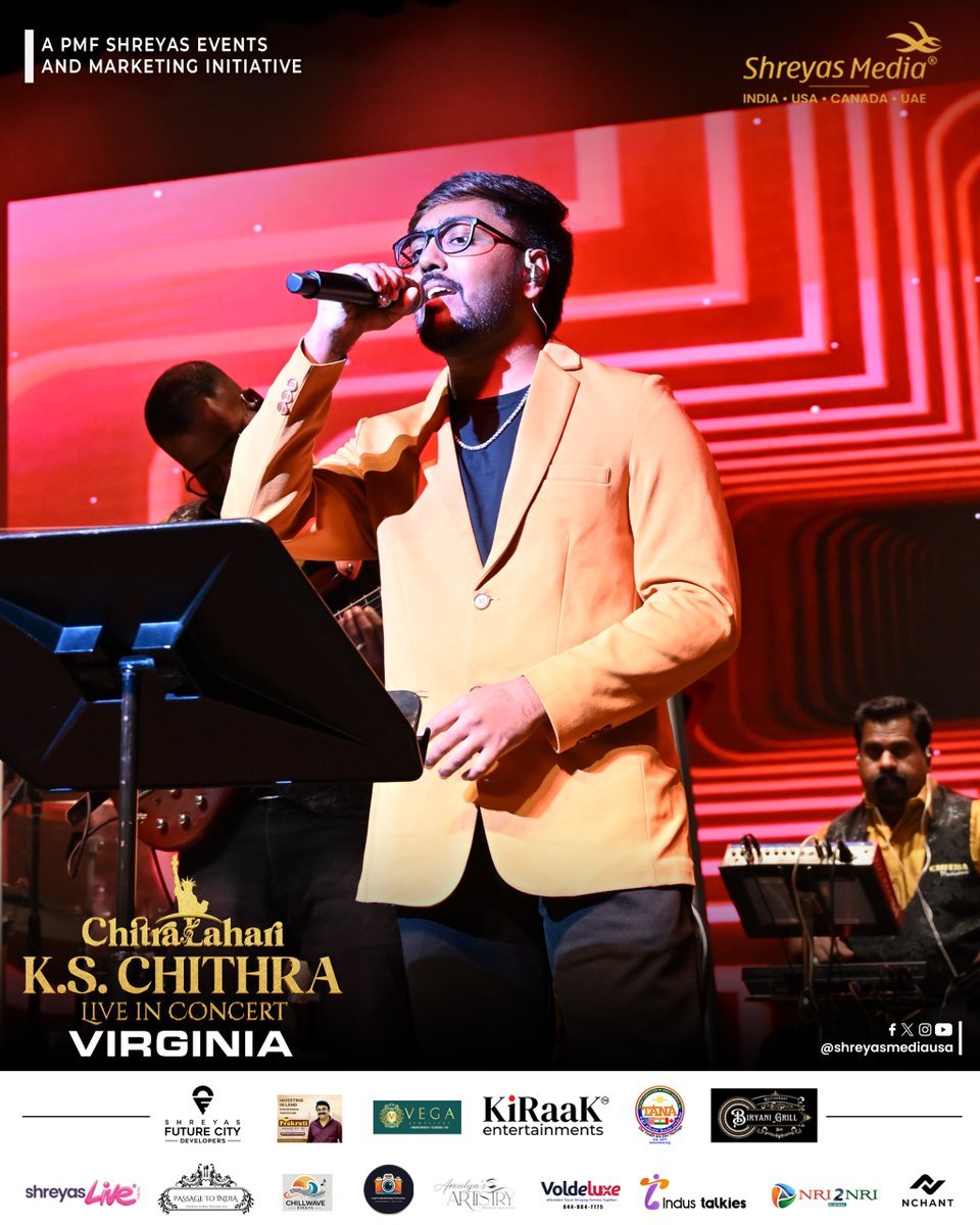 shreyasgroup's tweet photo. When voices unite and hearts sway, magic fills the air! ✨
Reliving the unforgettable performances from #ChitraLahari in Virginia❤️🔥
Event By @shreyasgroup✌
#KSChithraLiveInConcert
@KSChithra @shreyasmedia @shreyasmediausa @theshreyaslive
#KSChithraConcert #SingerChithra #KSChithraLiveInVirginia #Virginia #KSChithraConcertInUSA #ChithraLahariInUSA #ShreyasMedia #ShreyasGroup #ShreyasMediaUSA #ShreyasLIVE