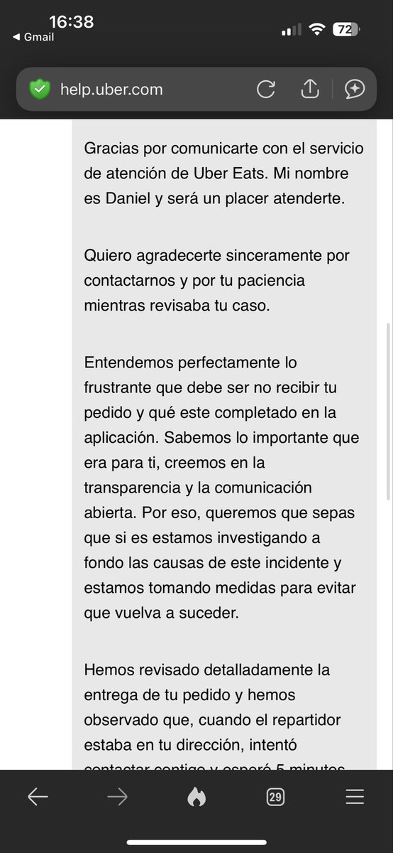 laiaddrums's tweet photo. @ubereats_es 

Me roban el pedido (cuando hay un código de seguridad el cual debes proporcionar) , se marca como entregado por parte de el equipo de Uber y al reclamar me encuentro con esto: https://t.co/UUWugBE2Zo