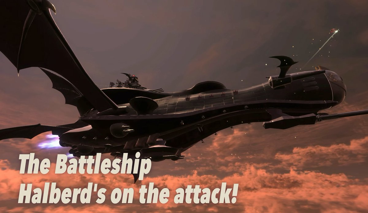 AzureOne01's tweet image. Instead of UFO appeared on the previous game, a Halberd shows up, that's so cool