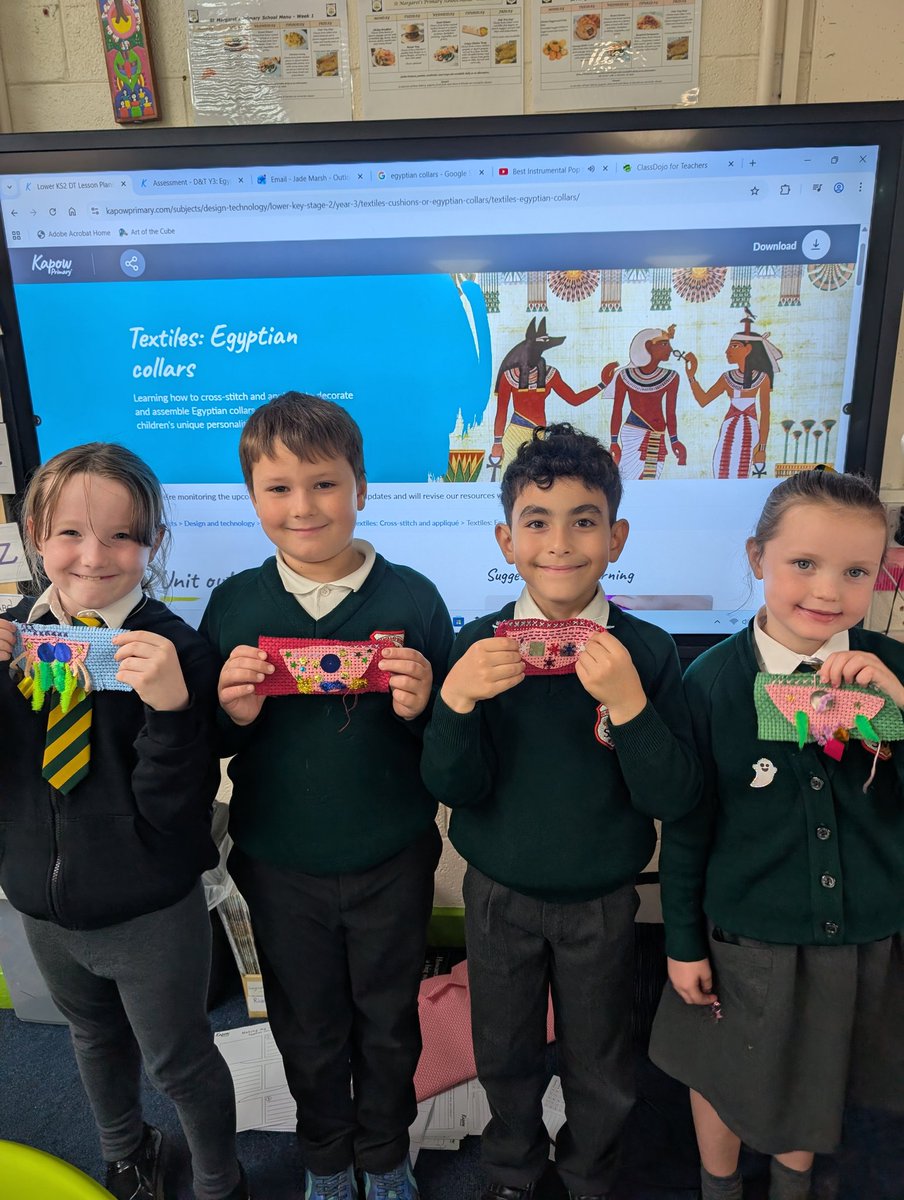 We have had a fantastic day in 3M making Egyptian Collars for our DT topic! We thought carefully about our designs and executed them with care and creativity 📿🇪🇬 <a href="/StMargarets_/">St Margaret's Anfield CE Primary</a>