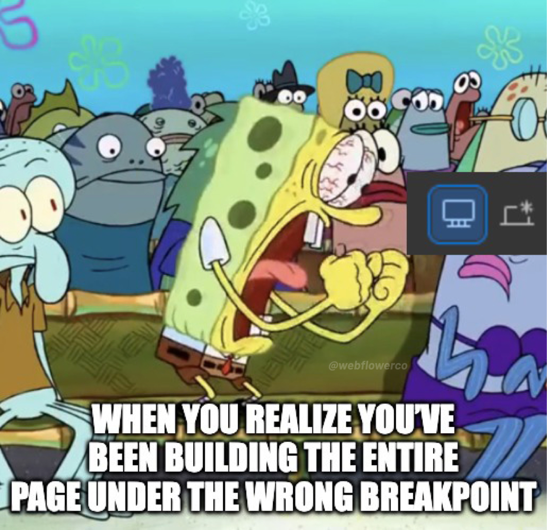 webflowerco's tweet image. Thought I was almost done… @webflow 

Then I realized I built the entire page under the wrong breakpoint. 💀

Webflowers, you’ve been there, right? 😭👇

#Webflow #NoCode #WebDesign #Webflower