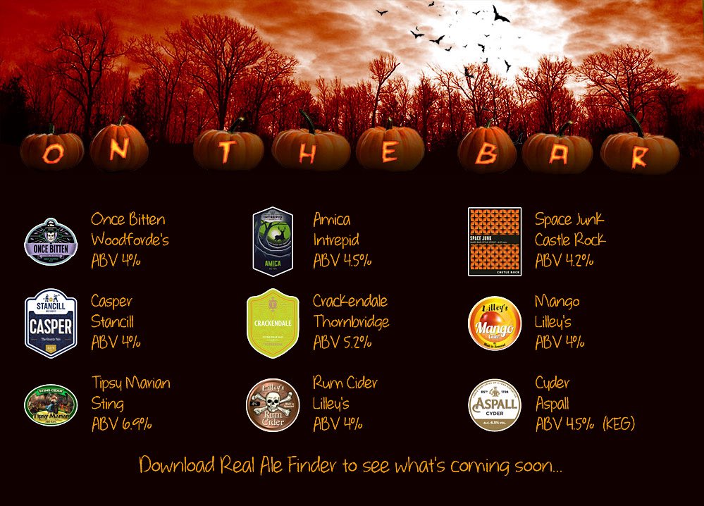 On the bar today!
Beer Board: bit.ly/2vu8OV3
<a href="/WoodfordesBeer/">Woodforde's Brewery</a>  <a href="/intrepidbrewing/">Intrepid Brewing Co</a> <a href="/CRBrewery/">Castle Rock Brewery</a> <a href="/StancillBrewery/">Stancill Brewery</a> <a href="/thornbridge/">Thornbridge Brewery</a> <a href="/lilleyscider/">Lilley's Cider</a>  <a href="/Aspall/">Aspall</a> 
#RealAleFinder