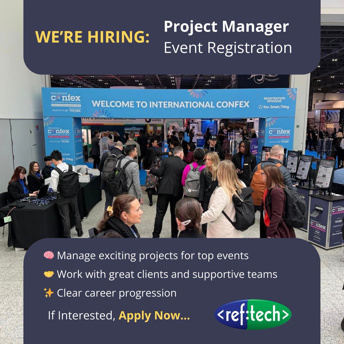 RefTechnology's tweet image. Exciting Opportunity🎯
RefTech are on the search for a proactive and organised Project Manager to join our team💡If you love to manage projects, this role could be perfect for you!
Learn more about this opportunity below…
👉reftech.com/join-our-team.…
#Hiring #JoinTheTeam #RefTech