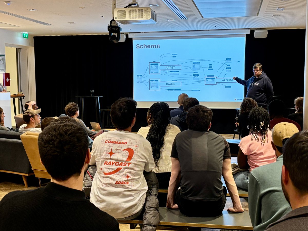 DeezerDevs's tweet image. Last night&apos;s meetup at our HQ was all about #GraphQL!
Big thanks to @graphqlparis &amp;amp; @martinbonnin for bringing the party to us 🎂, to the speakers (@Ztec6, Benjamin, @BnJ25) for the knowledge sharing and the entertainment 🌟, and to all attendees for the questions &amp;amp; exchanges 🙌