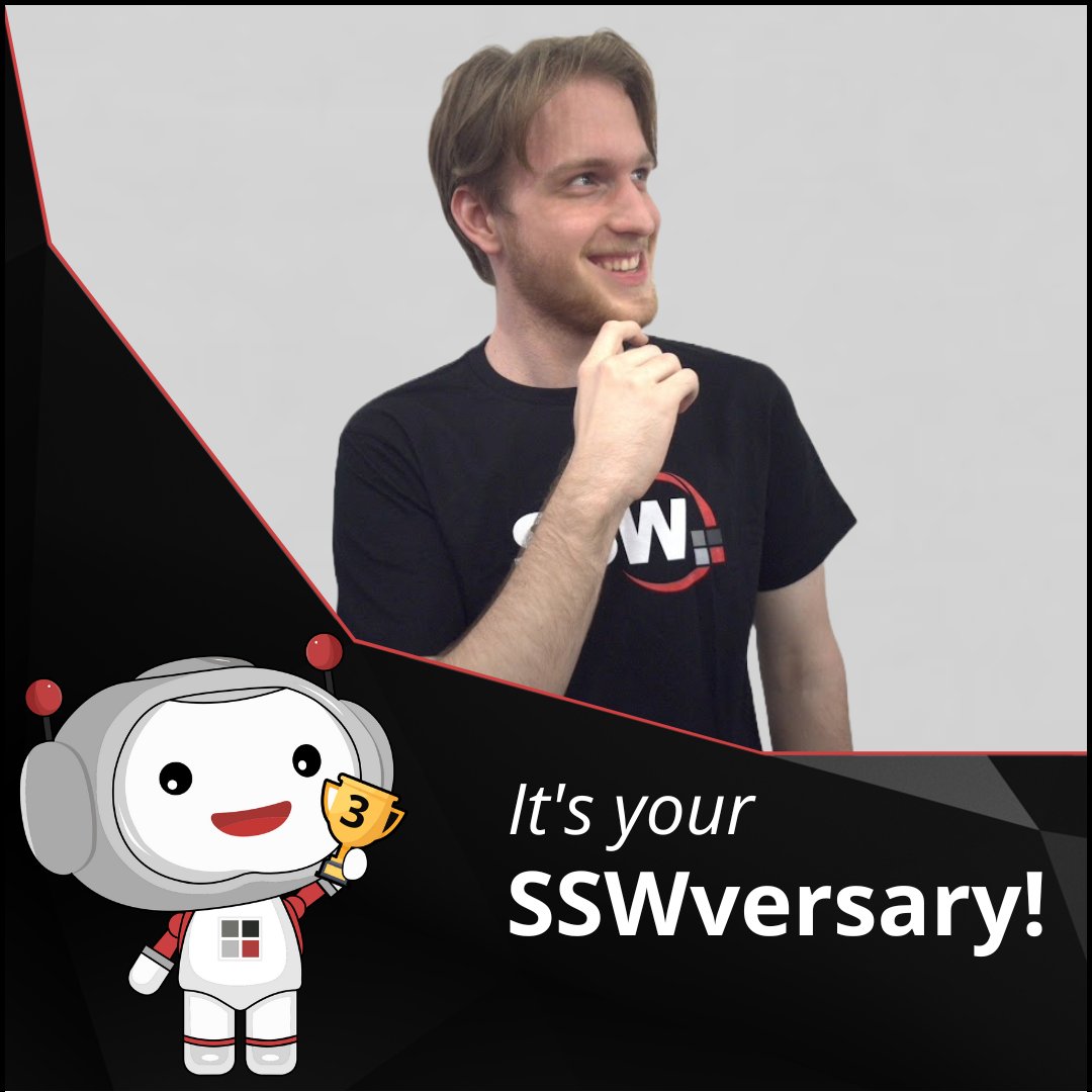 SSWChina's tweet image. Happy Workversary Brook Jeynes! Celebrating 3 years of backend wizardry 🧙‍♂️
 
Thanks for 3 years of code elegance and dev tools magic, Brook! 👀👇
ssw.com.au/people/brook-j…
 
#workversary #team #developer #TinaCMS