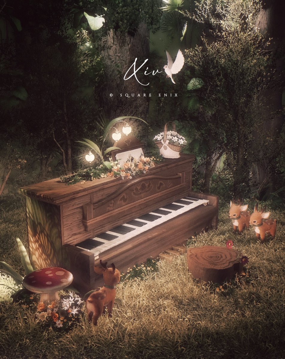 ss_photo_'s tweet image. 奏者を待つピアノと動物たち
 #FF14ハウジング