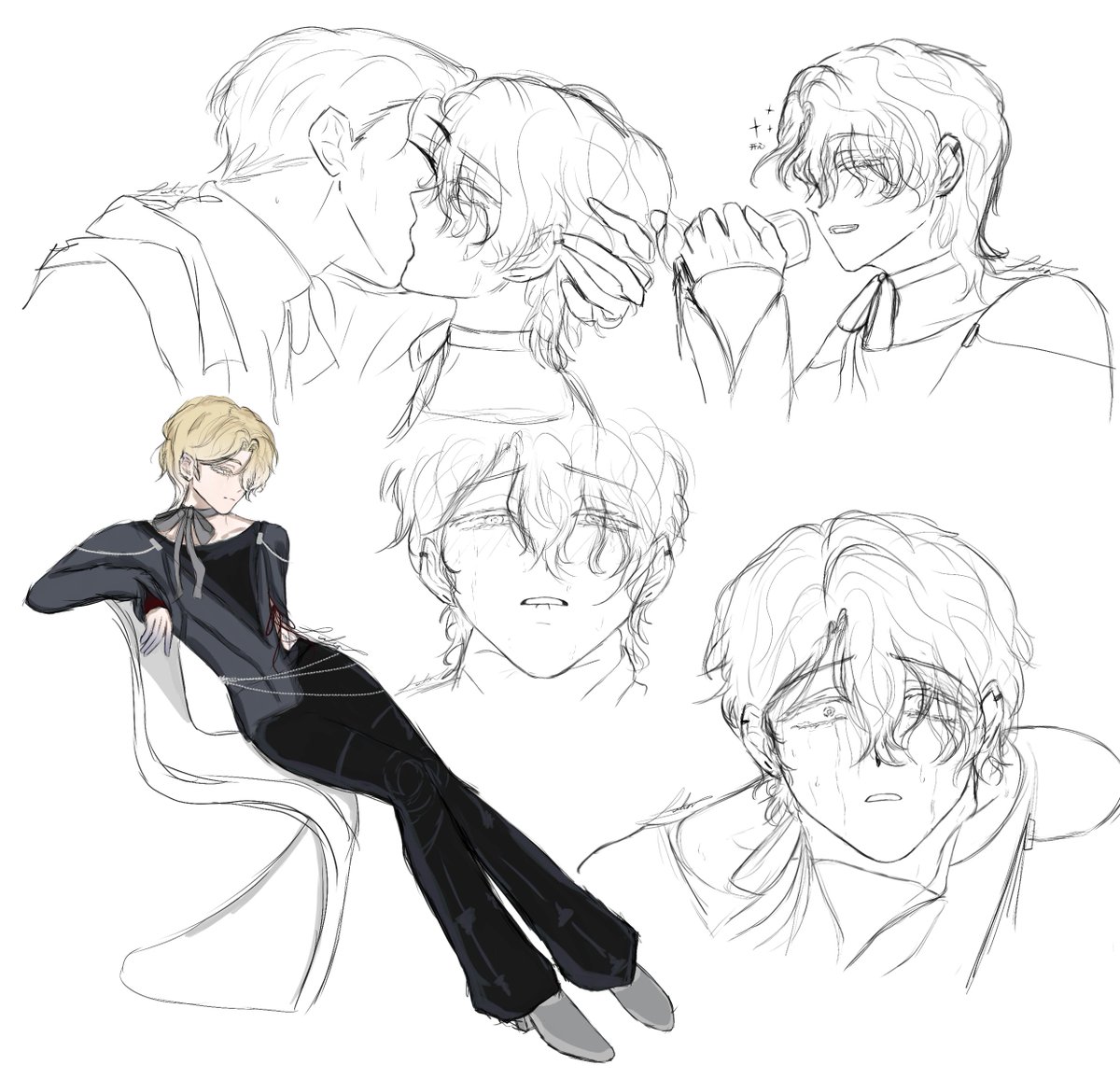 #IvanLuka cure sketches... his whimsy was shattered very quickly,
colored full body is post cure, he is NOT happy