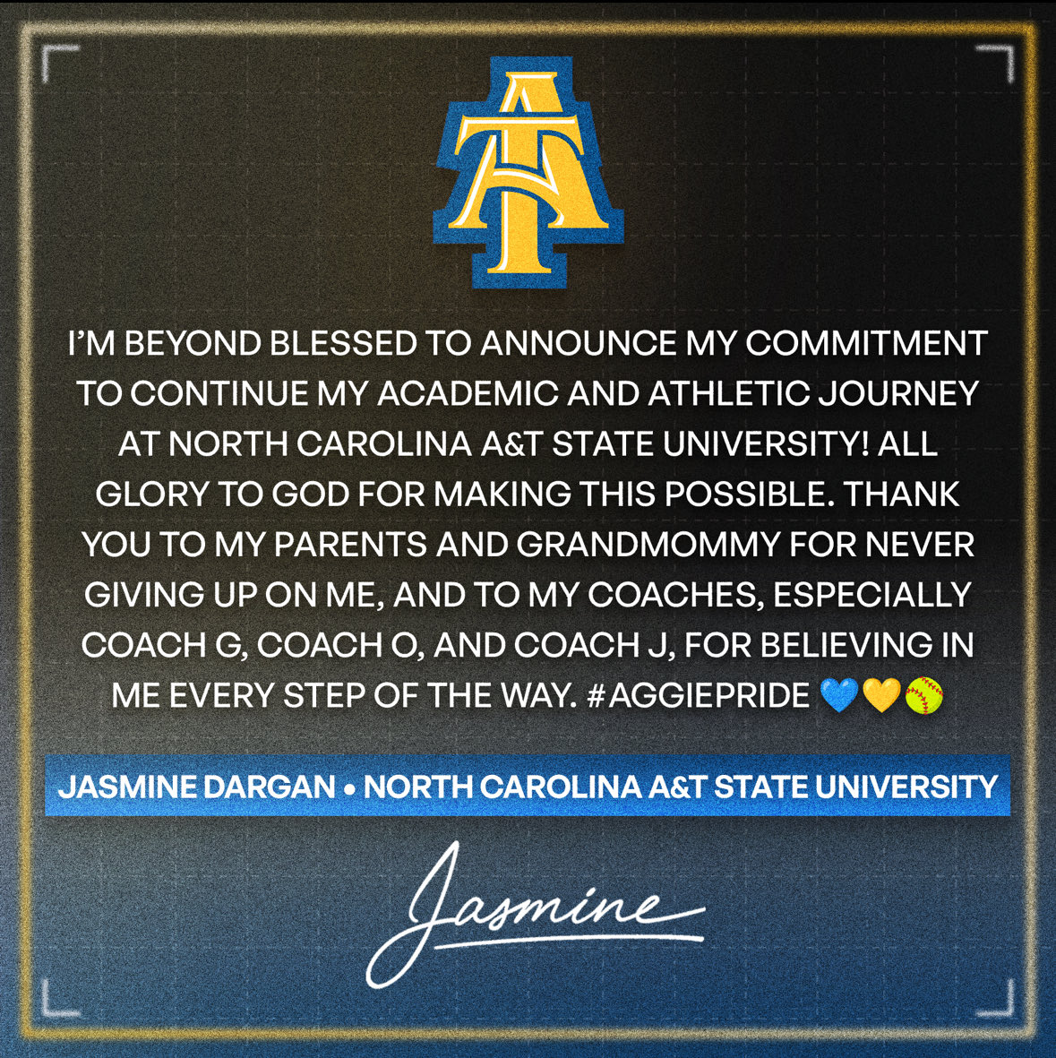 JasmineD2027's tweet image. #COMMITTED 💙🐾💛

@NCATSOFTBALL @darrenolivo @coachjanelhayes
@MSPtakeover @SoftballDown @DfwSho @CoastRecruits @DirectRecruits
@los_stuff @IHartFastpitch  @TopPreps @scan1ansports @Softball_Home
@ExtraInningSB @CoastRecruitsSB
@PTA_Pinnacle @dugerl322 @D1Softball  @PG_Softball…