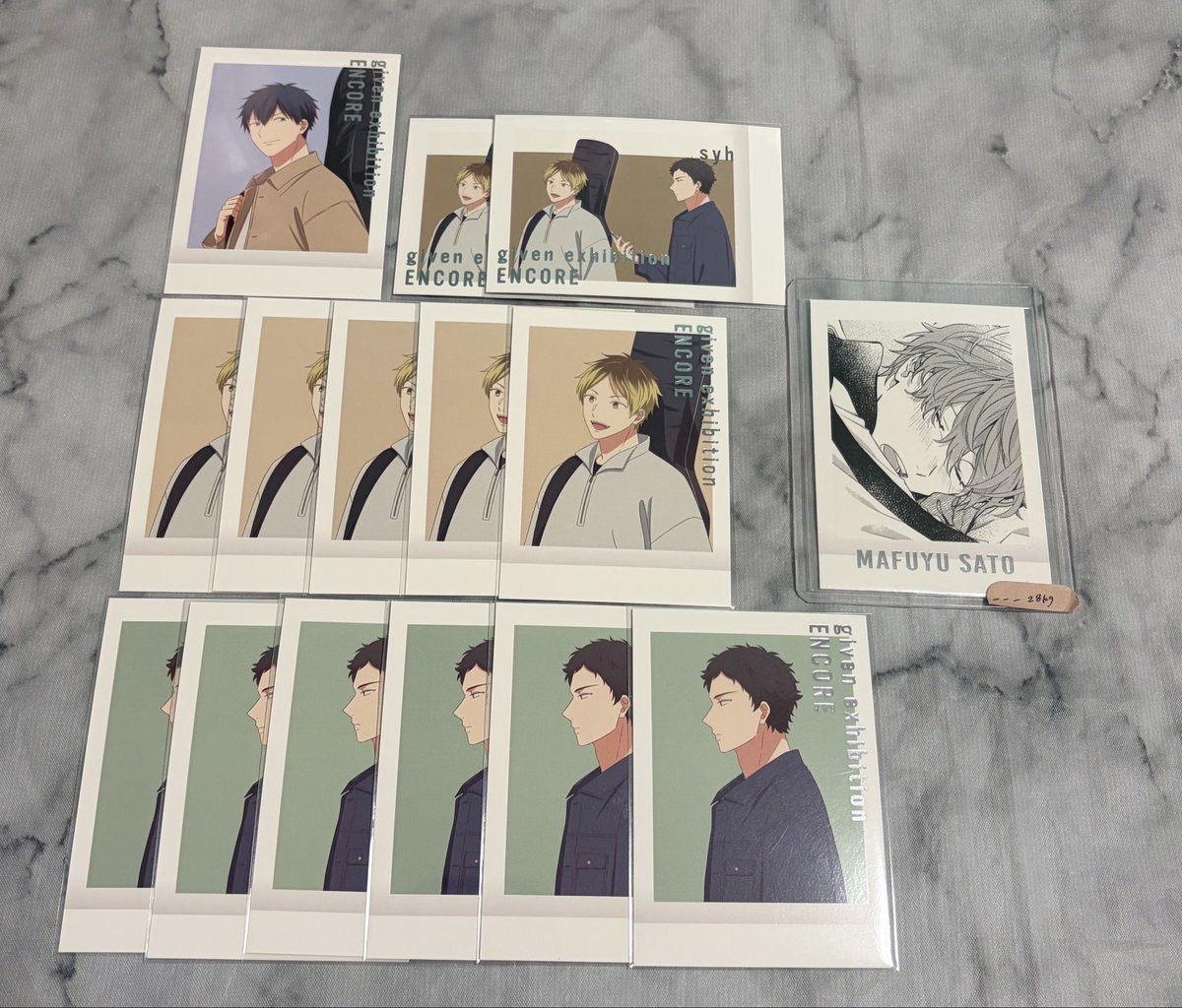 ___28kg's tweet photo. 【交換】ギヴン ギヴン展 特典 ぱしゃこれ  

譲）立夏 雨月 玄純 柊

求）真冬（4枚目）or定価
       特典⇔特典（真冬）

単体優先で求めてます
真冬特典は比率違い〇
都内手渡し＞郵送

お気軽にお声掛けよろしくお願いいたします🙇🏻‍♀️ https://t.co/ylfsNHdHNE