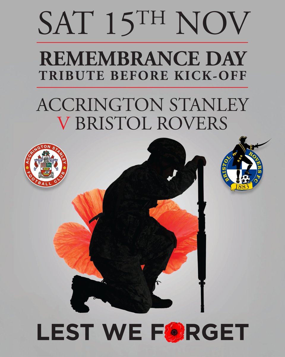 On Saturday 15th November we will remember the service and sacrifice of all those that have defended our freedoms and protected our way of life ❤️

Join us and pay your respects before kick-off at the Wham Stadium.